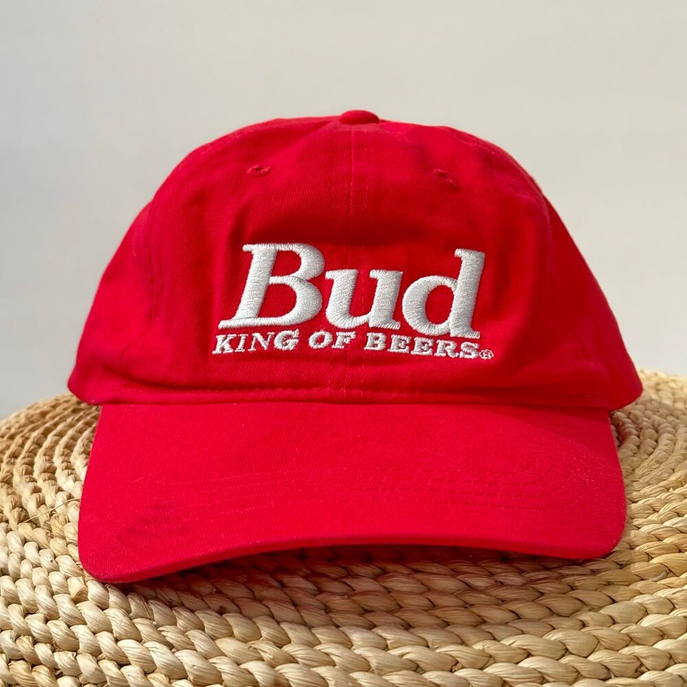 Budweiser Bud King Of Beers SnapBack Hat Red Logo Embroidery Unisex